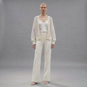 100% Cotton Nautical Stripe Open-Front Long Sleeve Cardigan